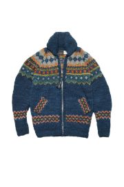 Fair Isle 3 Zipper Cardigan - Dk real Indigo CHAMULA at Chamula